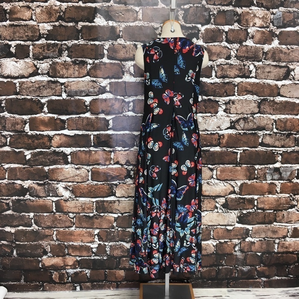 Reborn Dress Black Butterfly Sleeveless Pleated Maxi Small - Picture 7 of 12